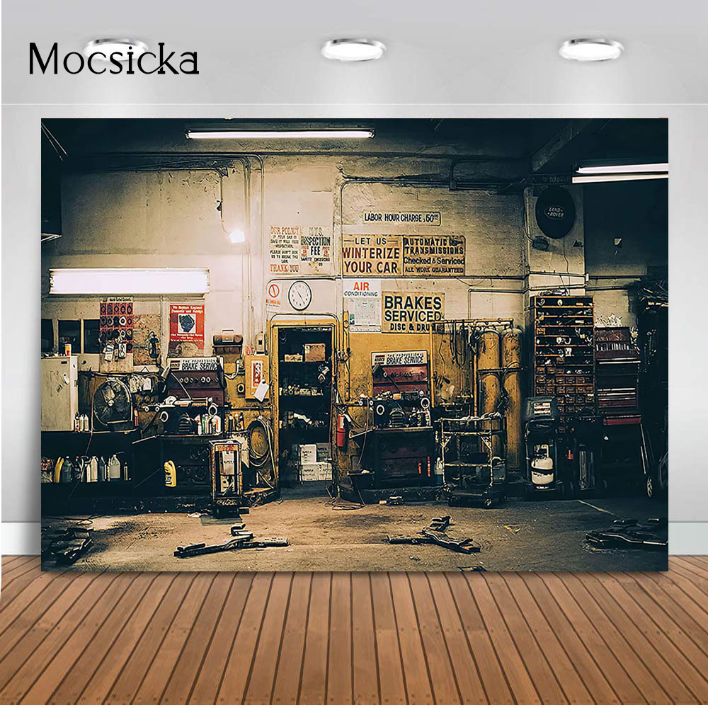 Retro Car Repairs Backdrop Too - Workshop Tools Background recension och pris