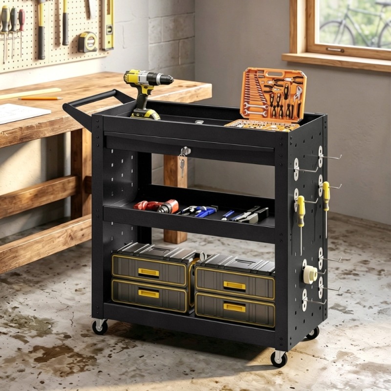 Tool cart with lockable wheels - Workshop Tools List recension och pris