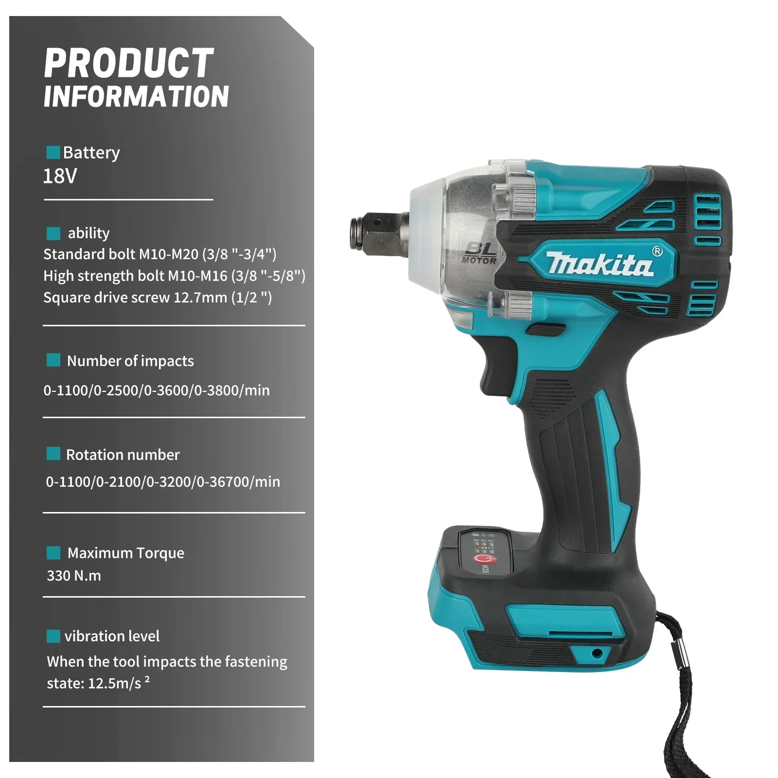 For Makita DTW300 330N·m Impac - Makita Drill Dtw300 recension och pris