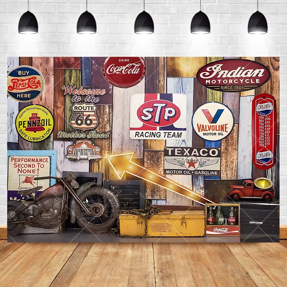 Retro Motorcycle Car Repairs G - Workshop Tools Background recension och pris