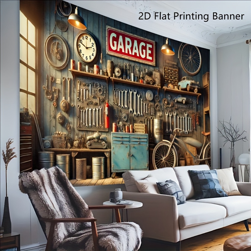 Industrial Garage Backdrop Ban - Workshop Tools Background recension och pris